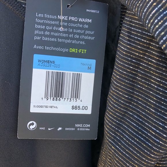 Nike Pro Warm Black Long Sleeve Drifit Running Top - Picture 9 of 11